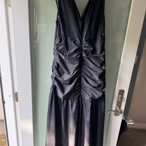 Veronica Beard Black Ruched Midi Dress NWT